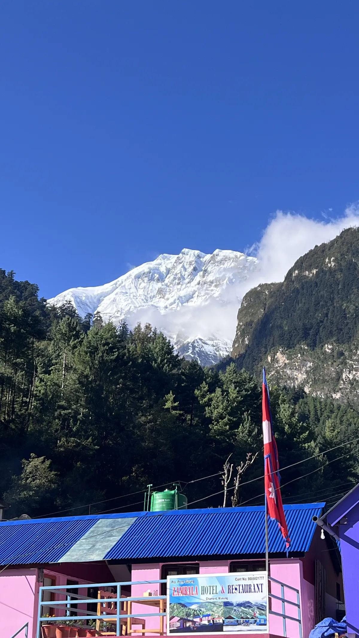 Teahouse accommodation in the Himalayan mountains with Wi-Fi for remote work