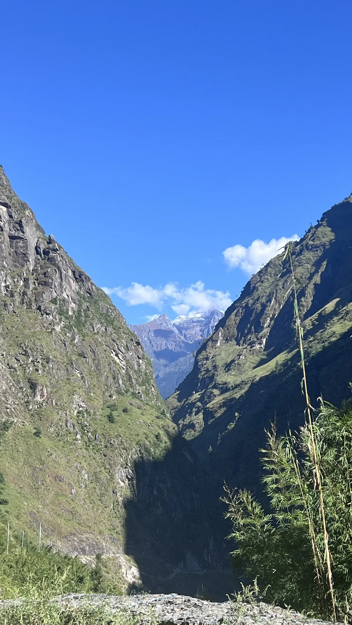 Scenic mountain landscape along the trekking route in Nepal