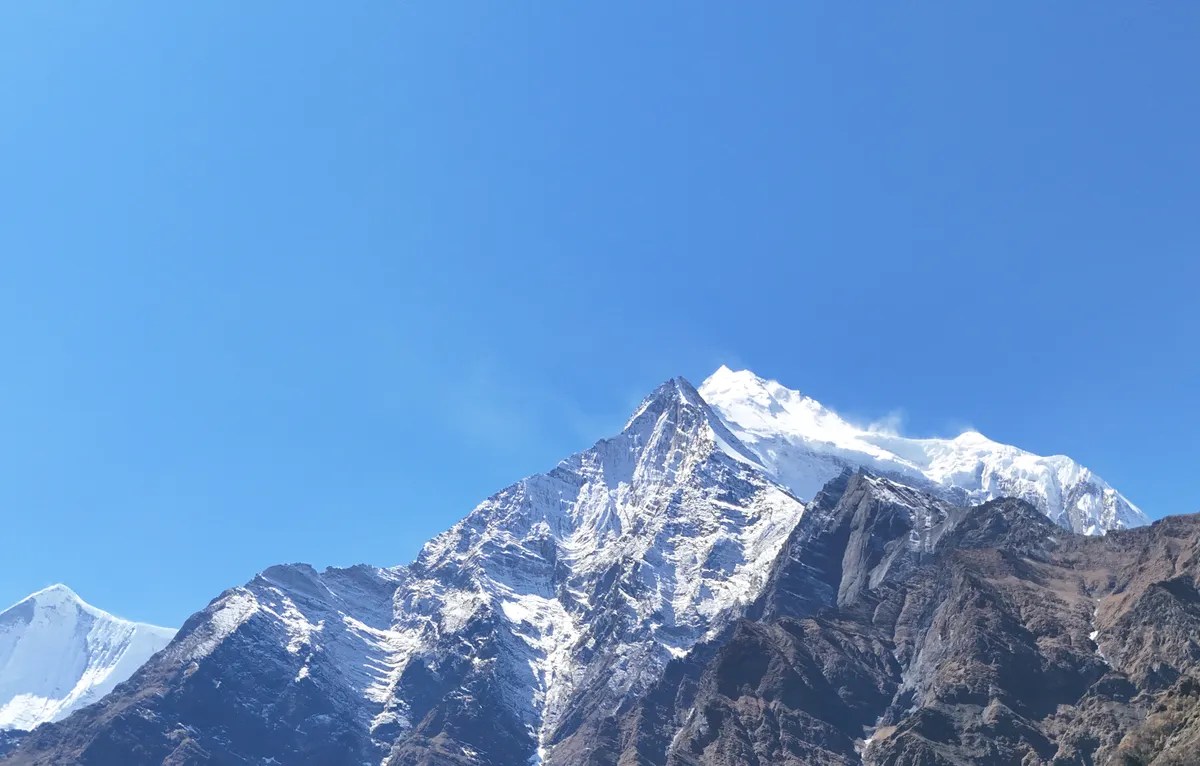 Panoramic view of the Himalayan mountains in Nepal